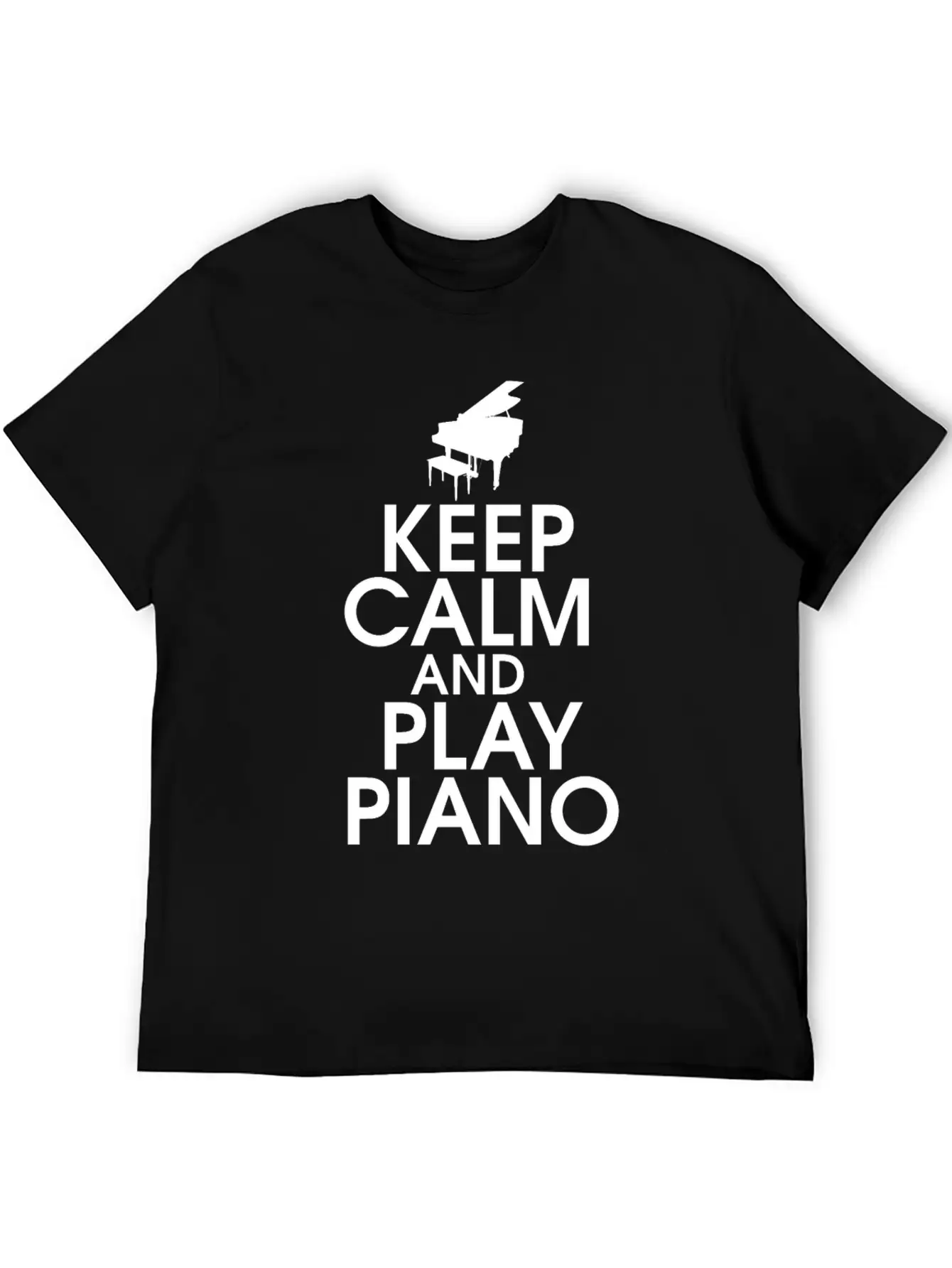 Keep Calm And Play Piano Gift Klavier Keyboard Breathable Soft Cotton T-Shirt – Timeless Casual Look