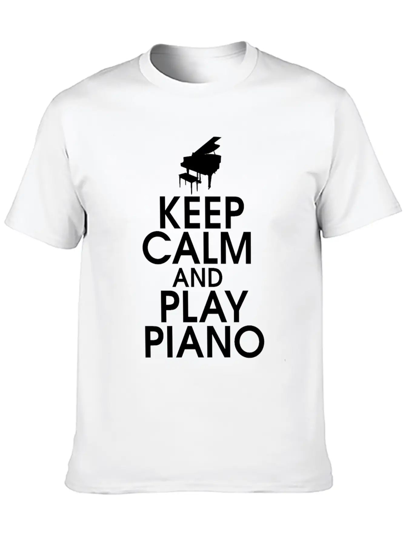 Keep Calm And Play Piano Gift Klavier Keyboard Breathable Soft Cotton T-Shirt – Timeless Casual Look