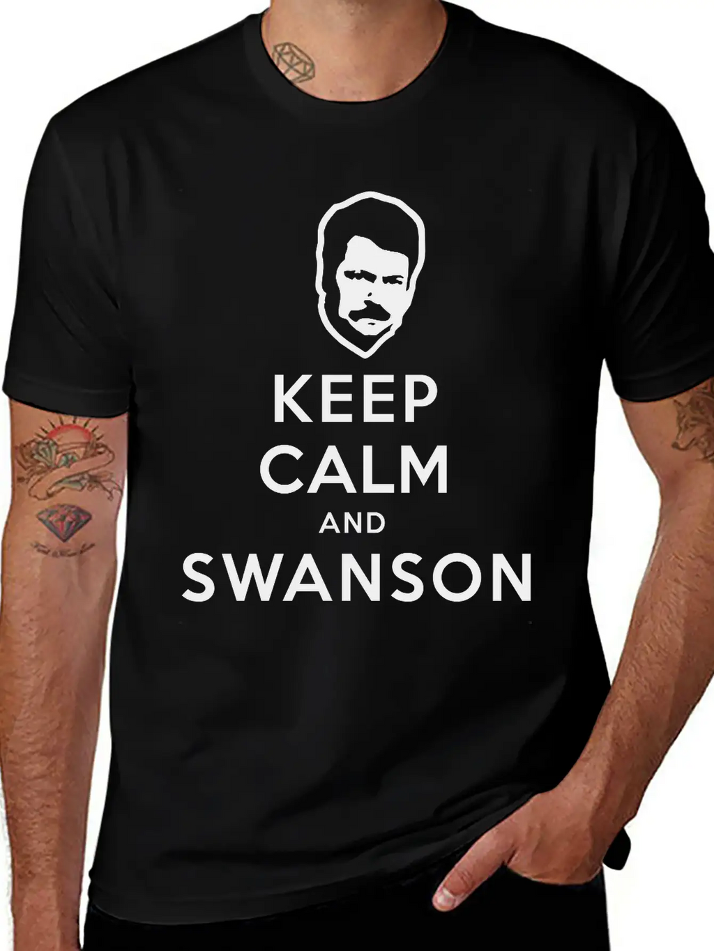 Keep Calm And Swanson Men's Humor Essential Cotton Tee For Daily Outfits – Unisex Style