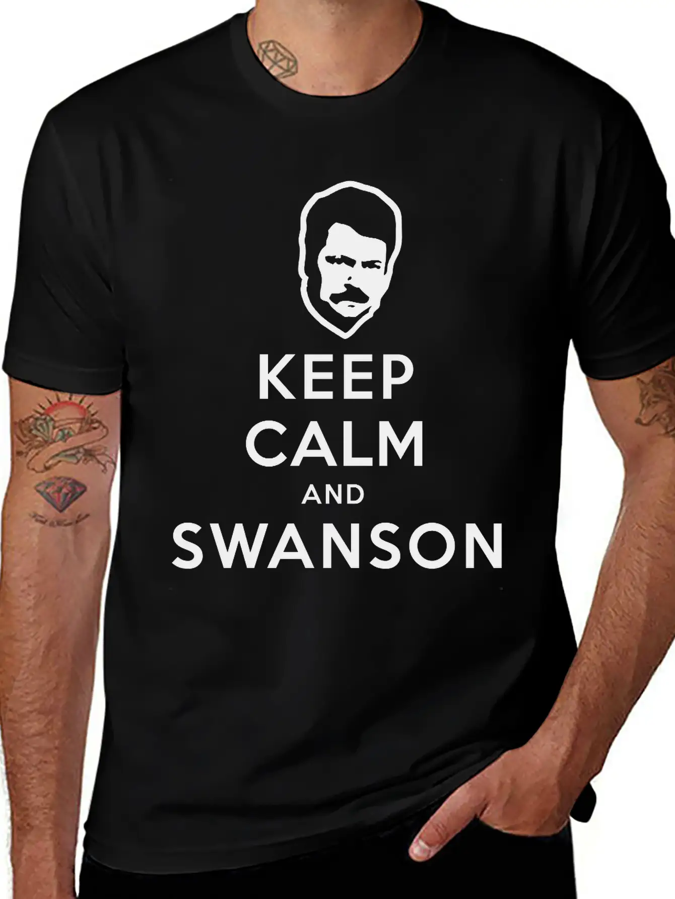 Keep Calm And Swanson Men's Humor Essential Cotton Tee For Daily Outfits – Unisex Style