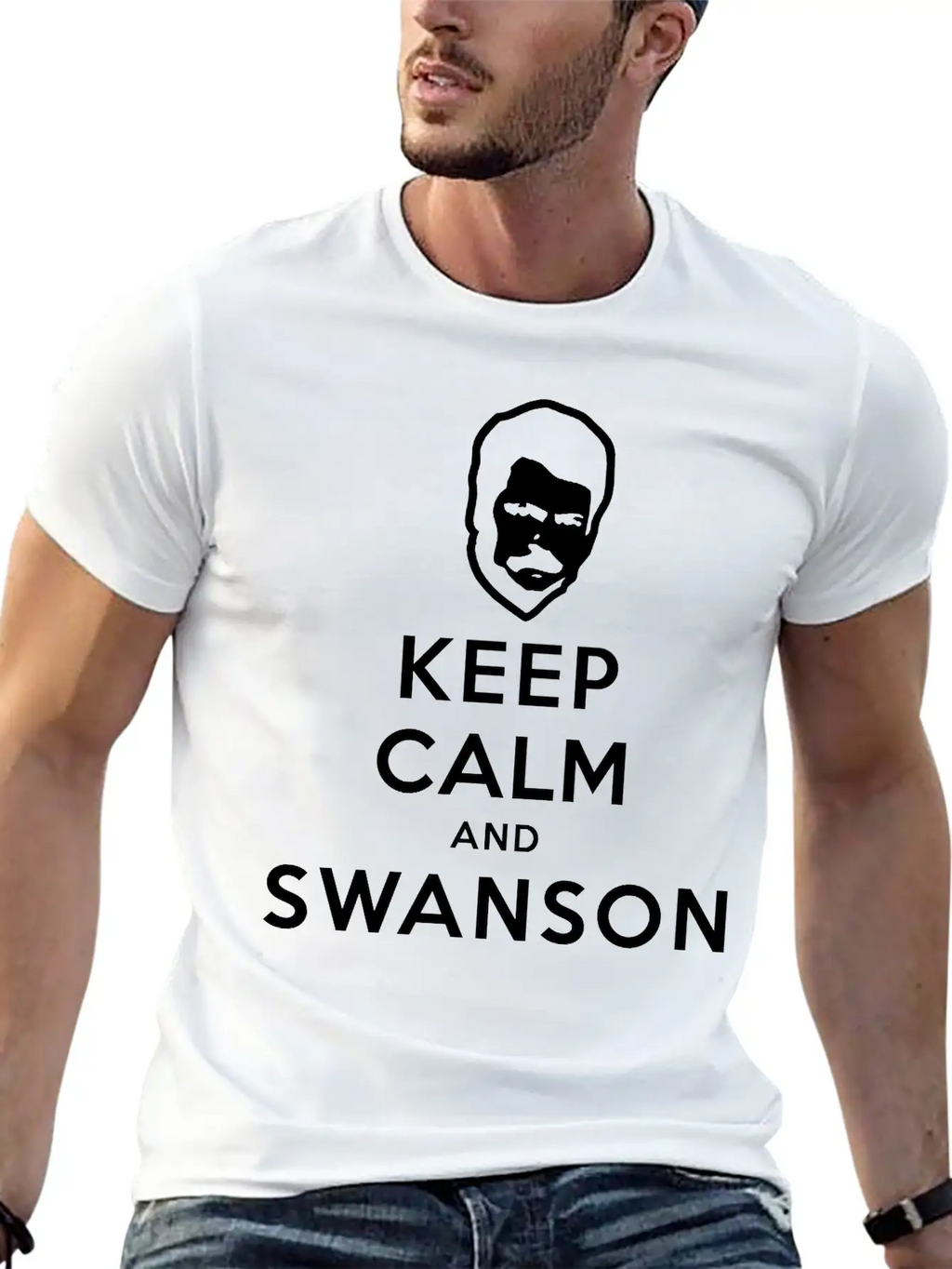 Keep Calm And Swanson Men's Humor Essential Cotton Tee For Daily Outfits – Unisex Style