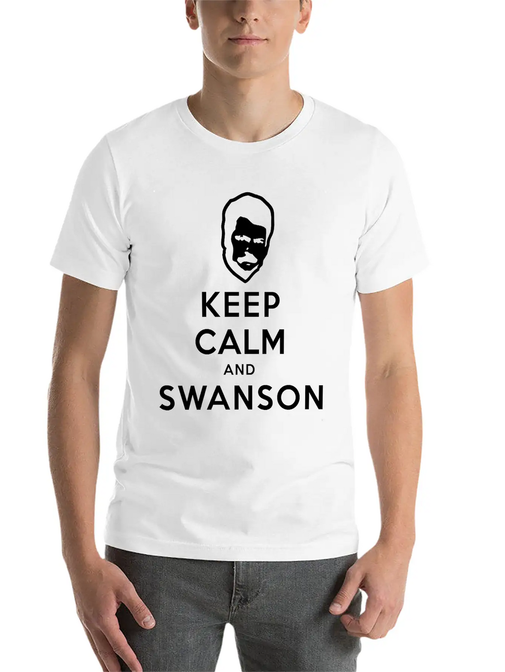 Keep Calm And Swanson Men's Humor Essential Cotton Tee For Daily Outfits – Unisex Style