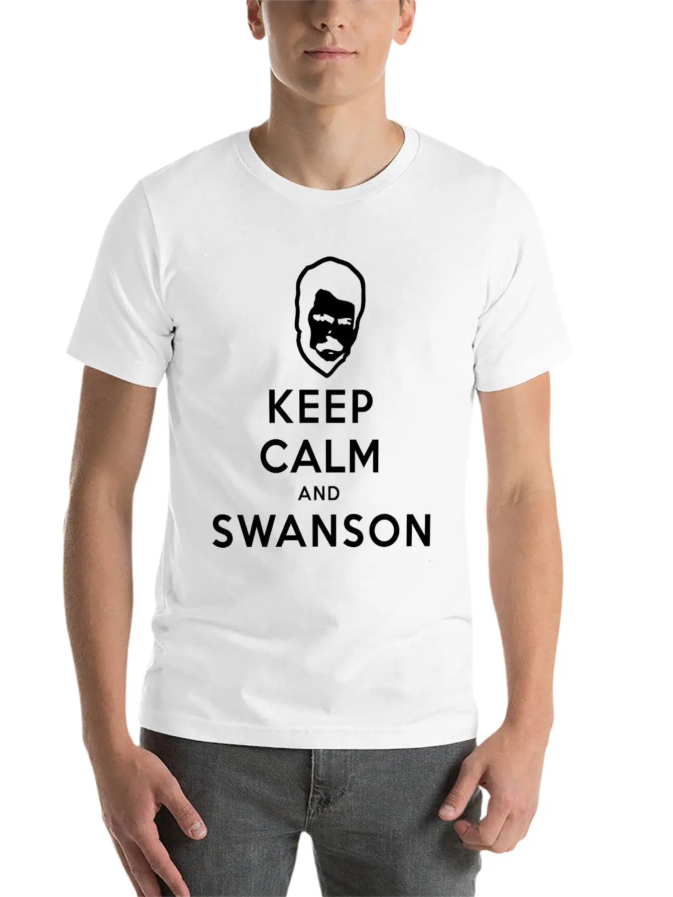 Keep Calm And Swanson Men's Humor Essential Cotton Tee For Daily Outfits – Unisex Style