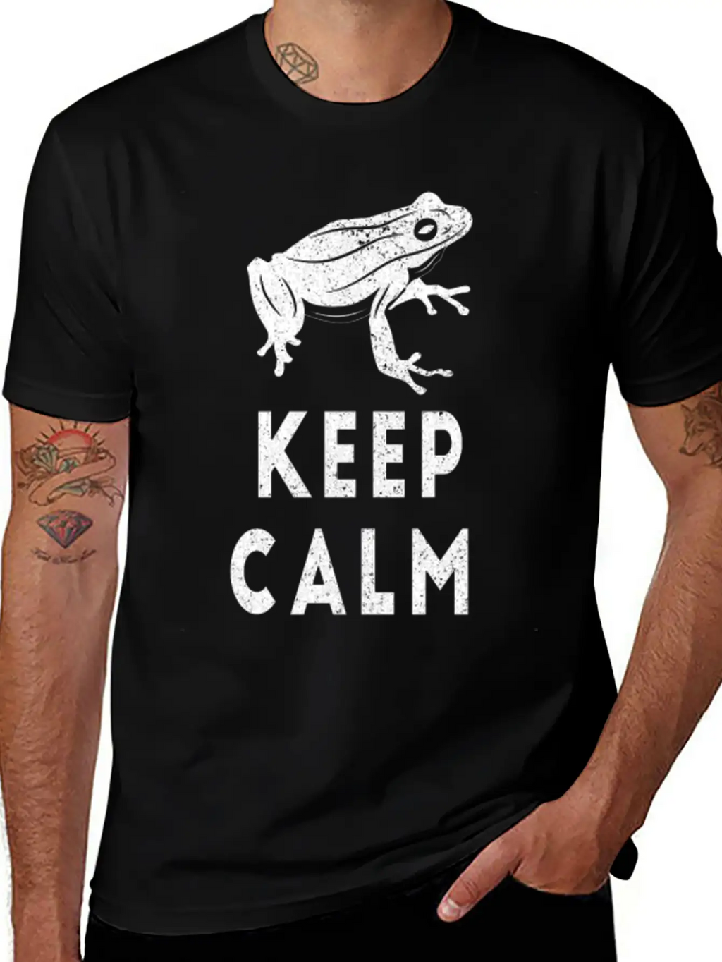 Keep Calm Frog Design Unisex Short Sleeve Soft Cotton T-Shirt – Casual Everyday Wear