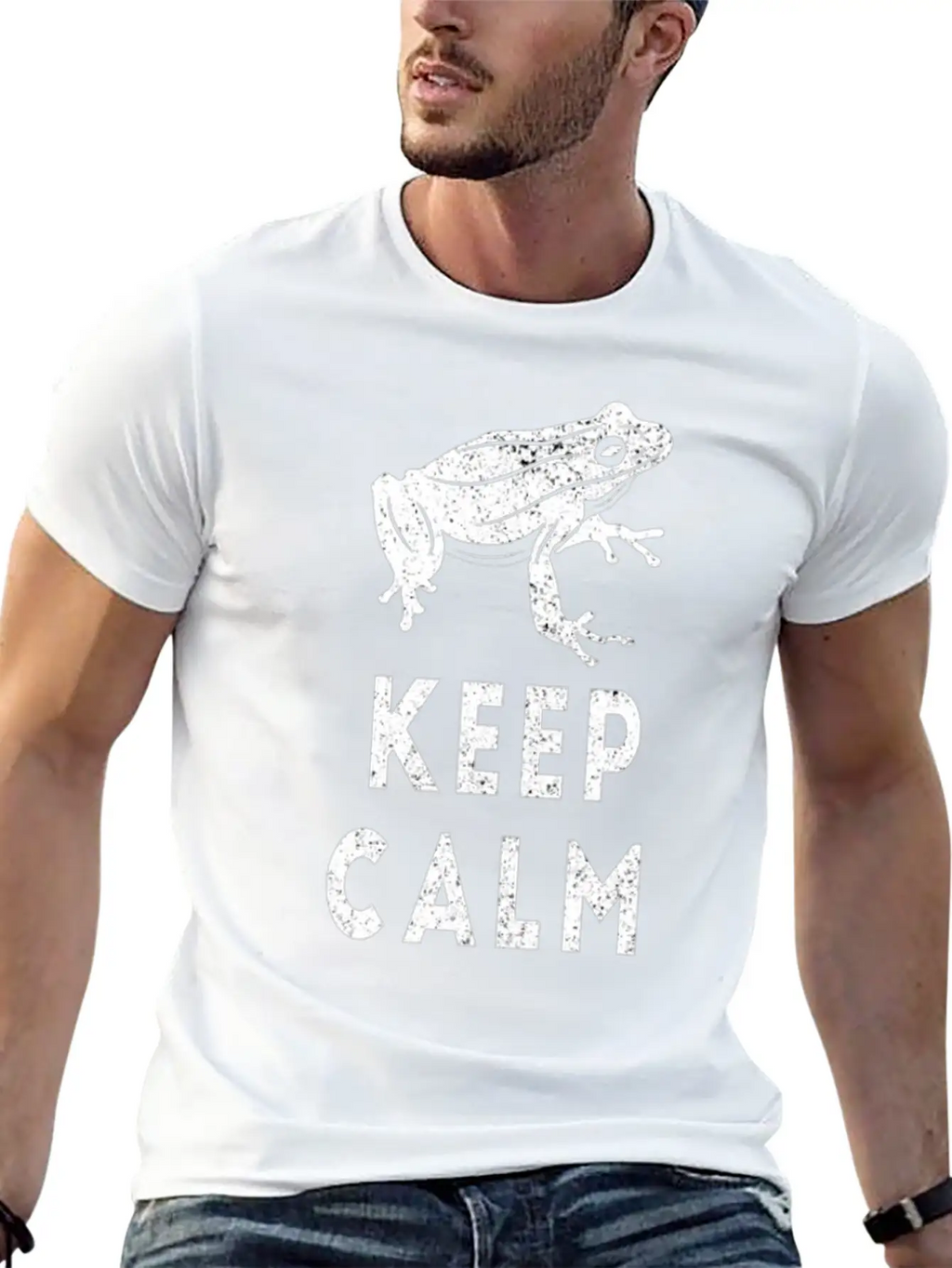 Keep Calm Frog Design Unisex Short Sleeve Soft Cotton T-Shirt – Casual Everyday Wear