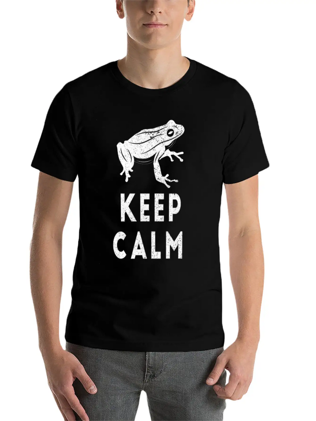 Keep Calm Frog Design Unisex Short Sleeve Soft Cotton T-Shirt – Casual Everyday Wear