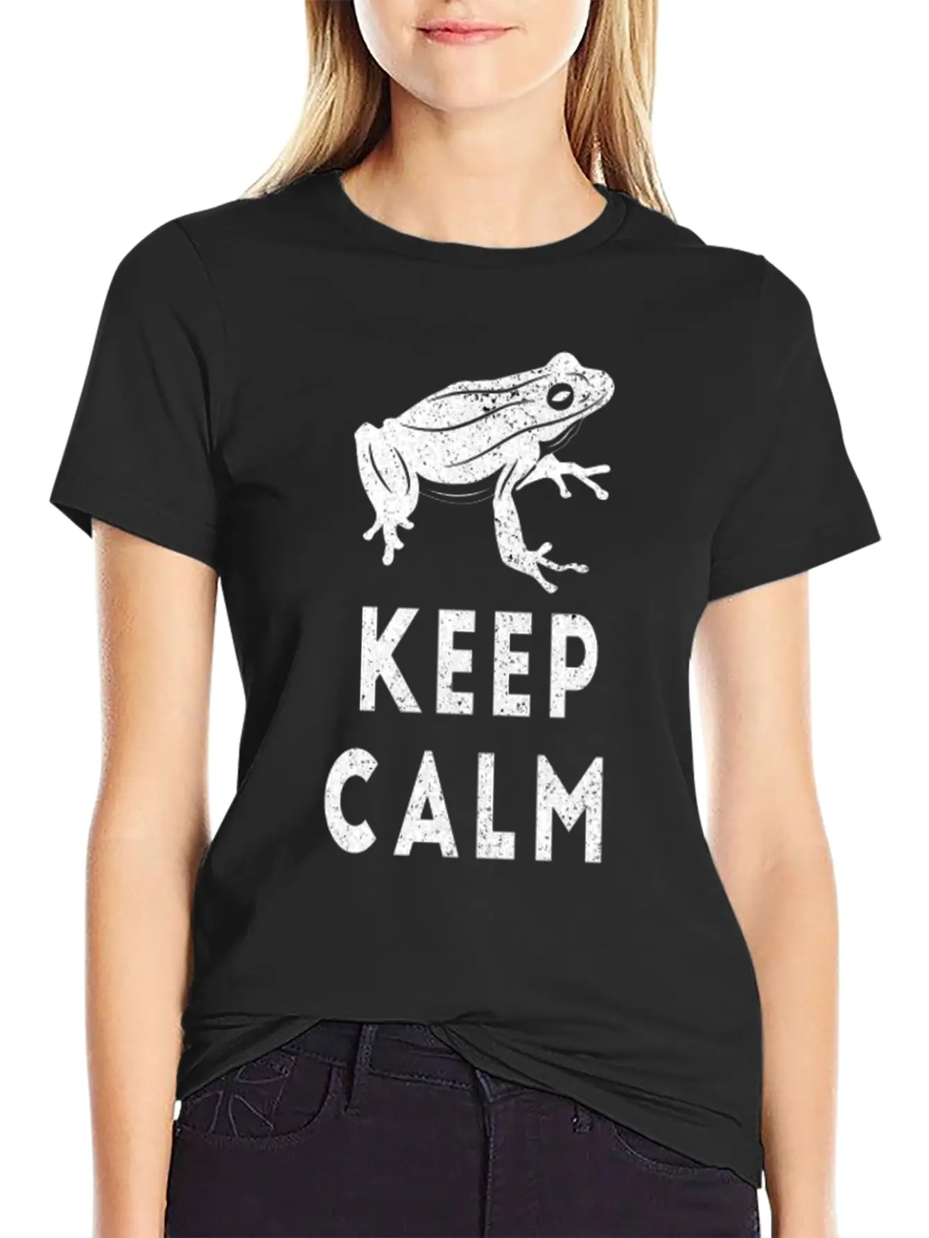 Keep Calm Frog Design Unisex Short Sleeve Soft Cotton T-Shirt – Casual Everyday Wear