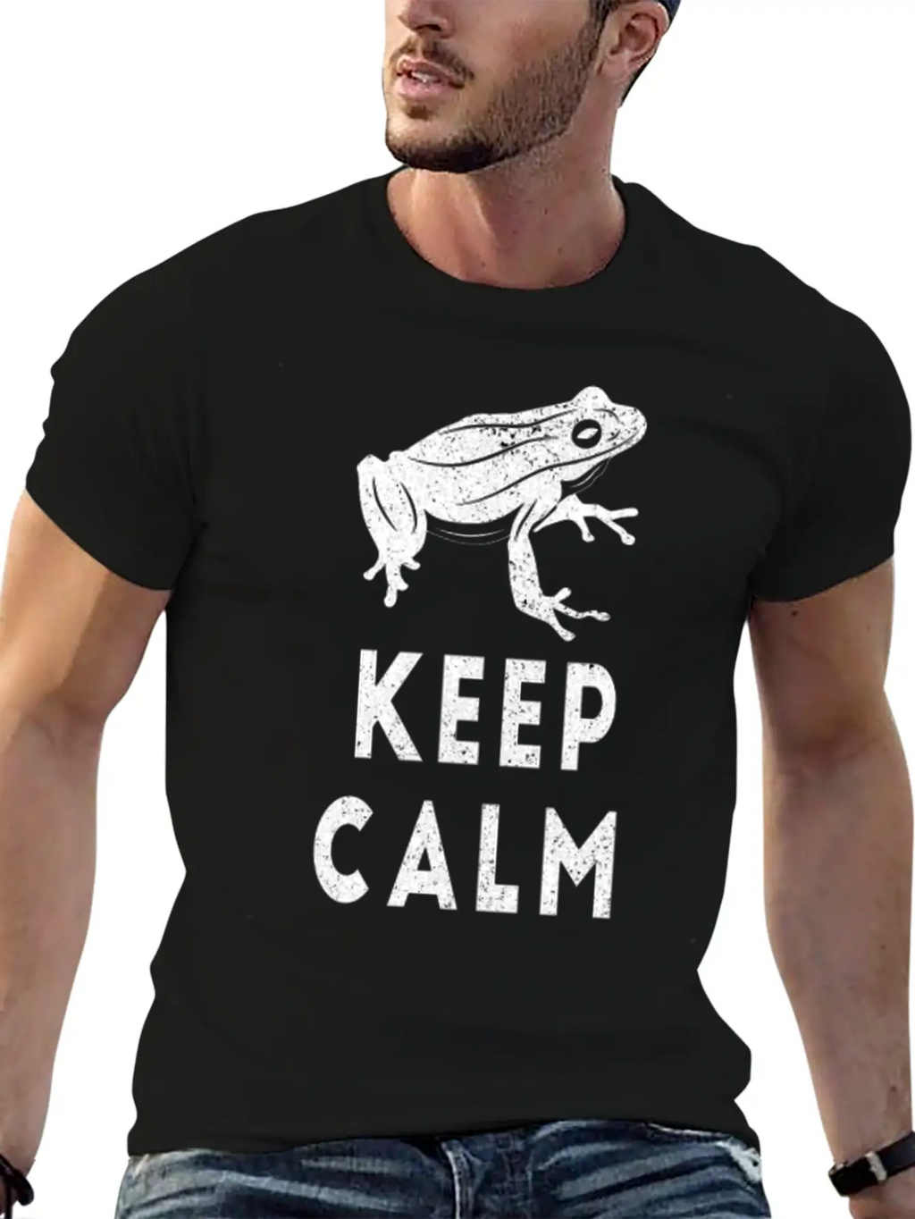 Keep Calm Frog Design Unisex Short Sleeve Soft Cotton T-Shirt – Casual Everyday Wear