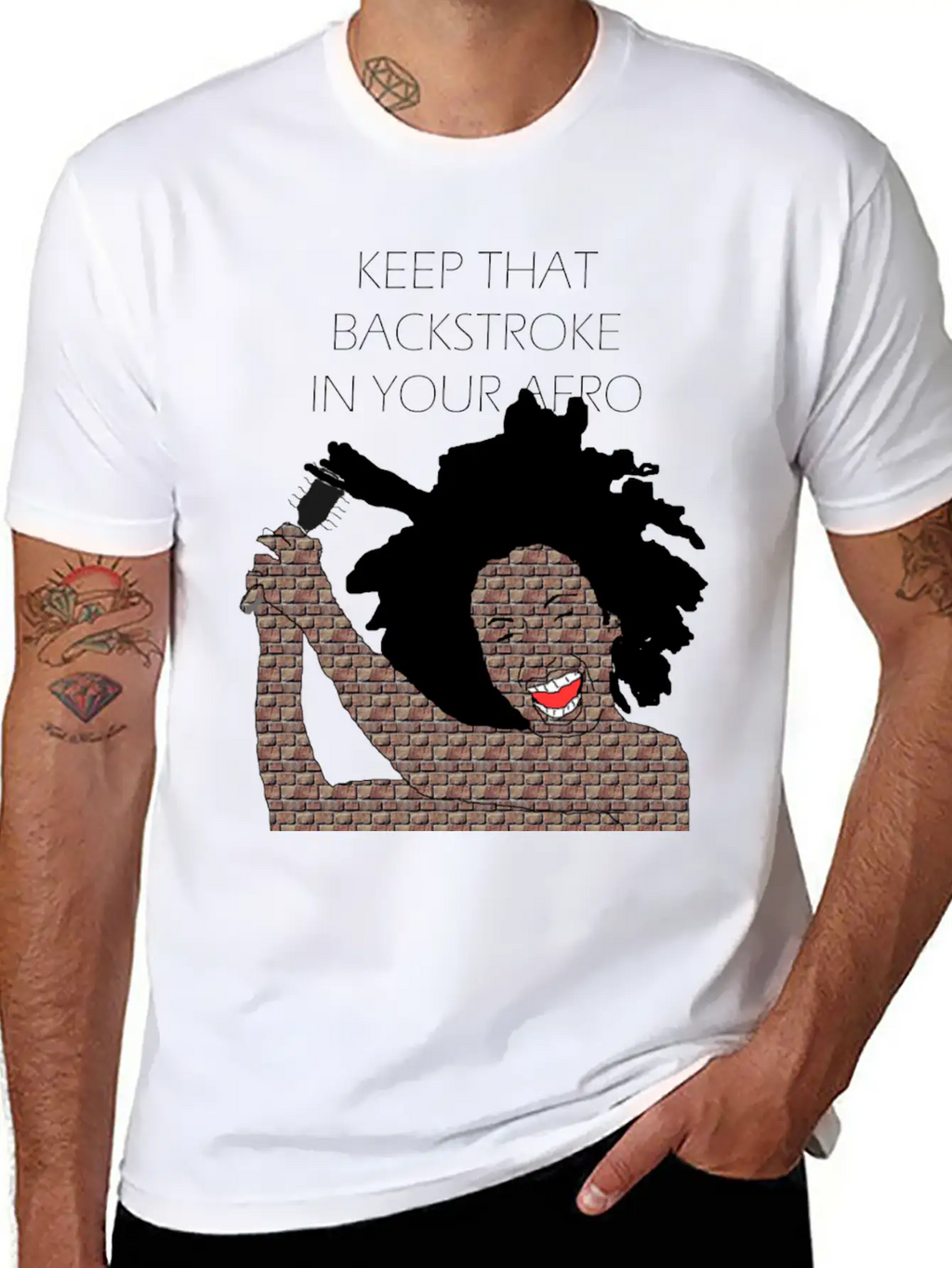 Keep That Backstroke In Your Afro Black Brick Girl Unisex Casual T-Shirt – Clean Design For Daily Comfort