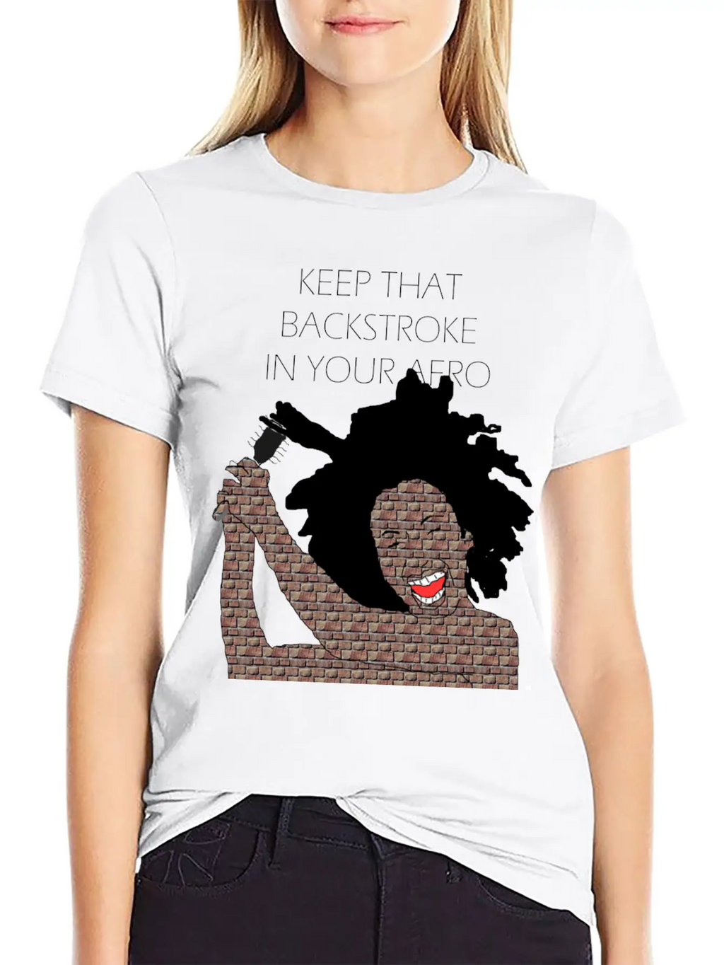 Keep That Backstroke In Your Afro Black Brick Girl Unisex Casual T-Shirt – Clean Design For Daily Comfort
