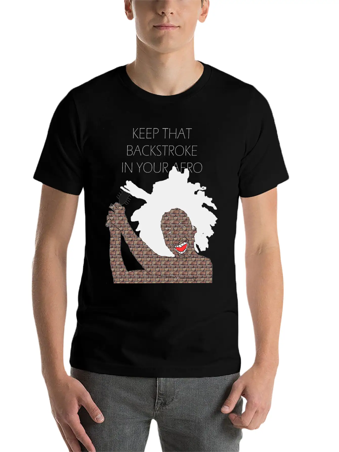 Keep That Backstroke In Your Afro Black Brick Girl Unisex Casual T-Shirt – Clean Design For Daily Comfort