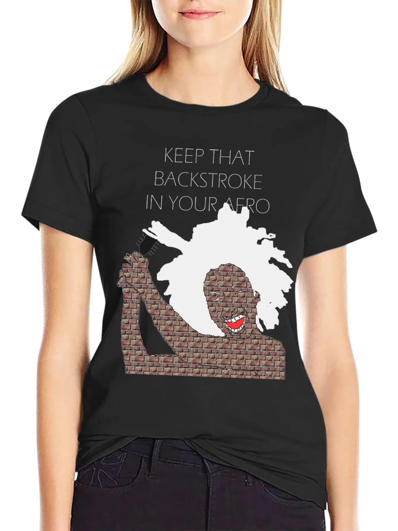 Keep That Backstroke In Your Afro Black Brick Girl Unisex Casual T-Shirt – Clean Design For Daily Comfort