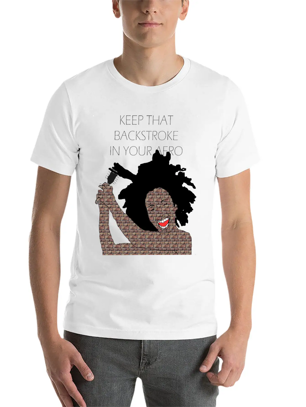 Keep That Backstroke In Your Afro Black Brick Girl Unisex Casual T-Shirt – Clean Design For Daily Comfort