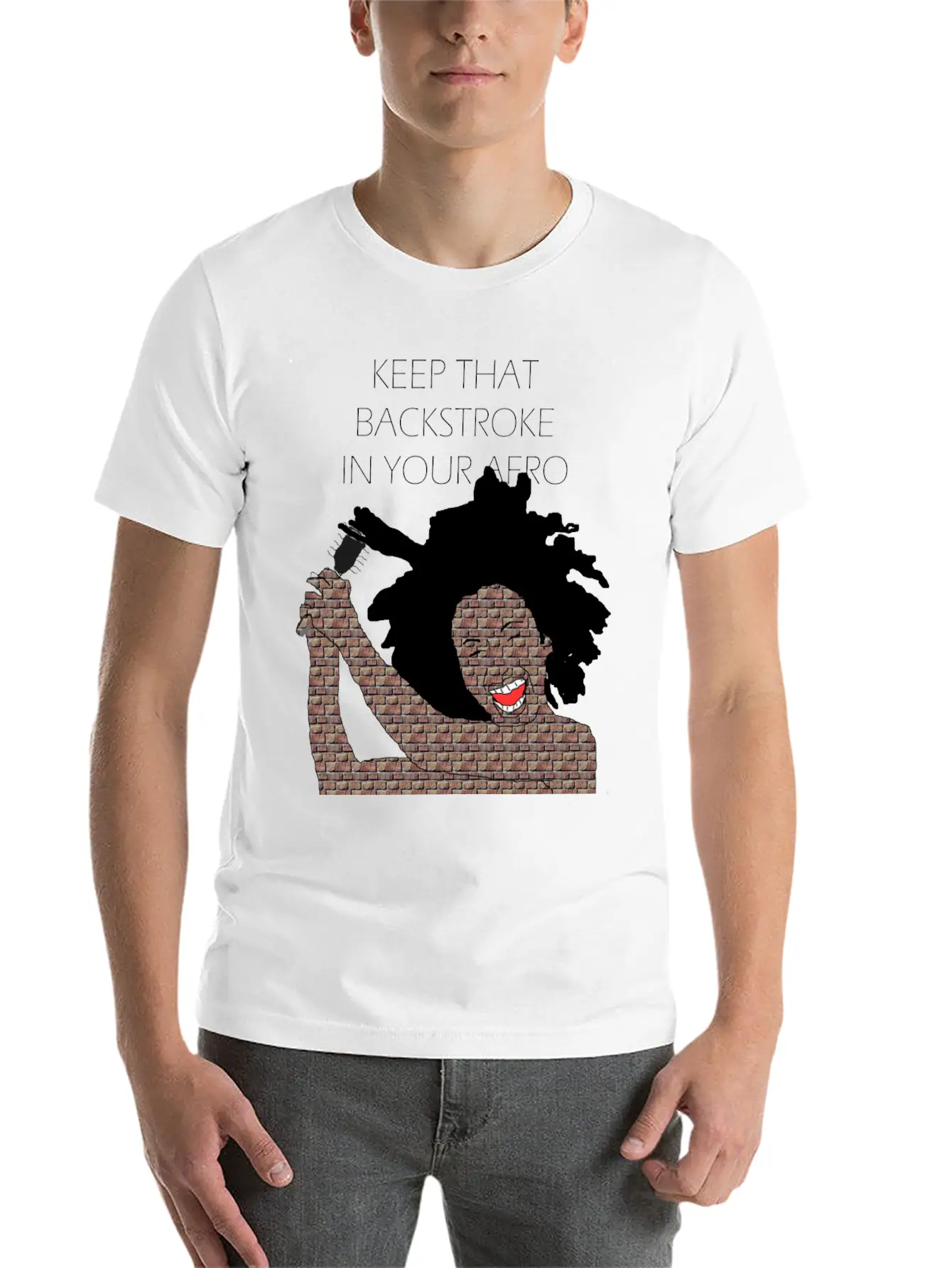 Keep That Backstroke In Your Afro Black Brick Girl Unisex Casual T-Shirt – Clean Design For Daily Comfort