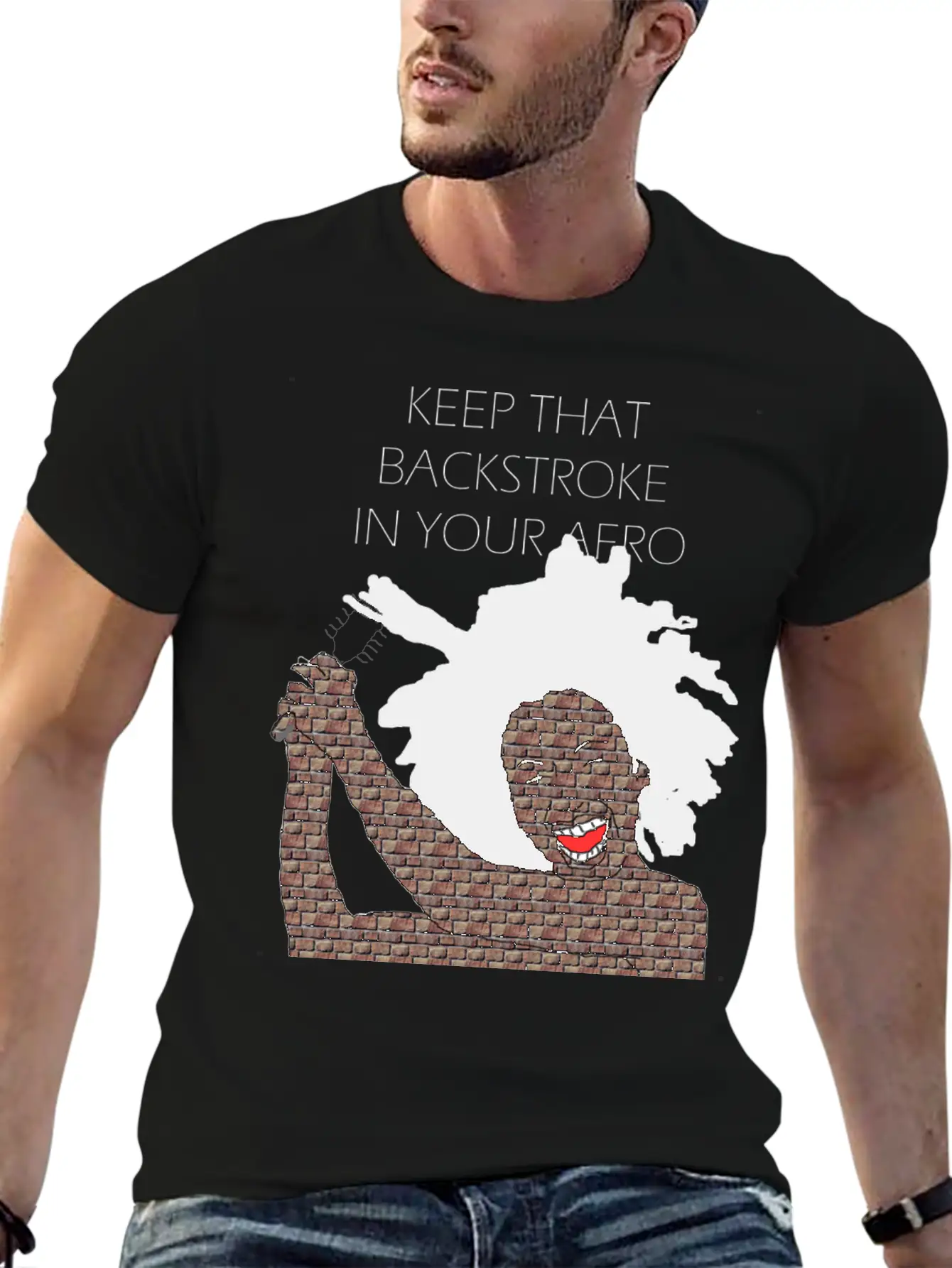 Keep That Backstroke In Your Afro Black Brick Girl Unisex Casual T-Shirt – Clean Design For Daily Comfort