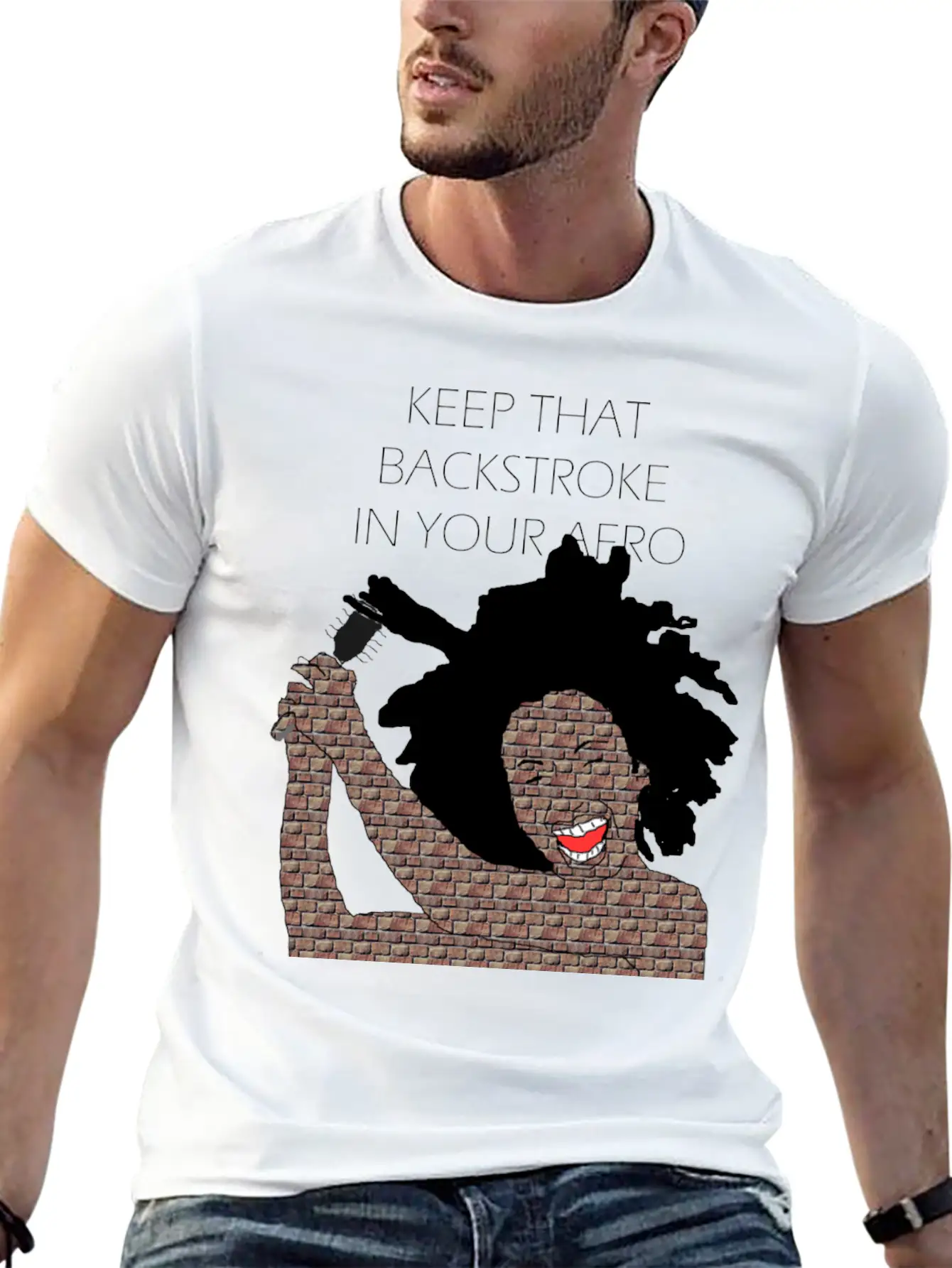 Keep That Backstroke In Your Afro Black Brick Girl Unisex Casual T-Shirt – Clean Design For Daily Comfort