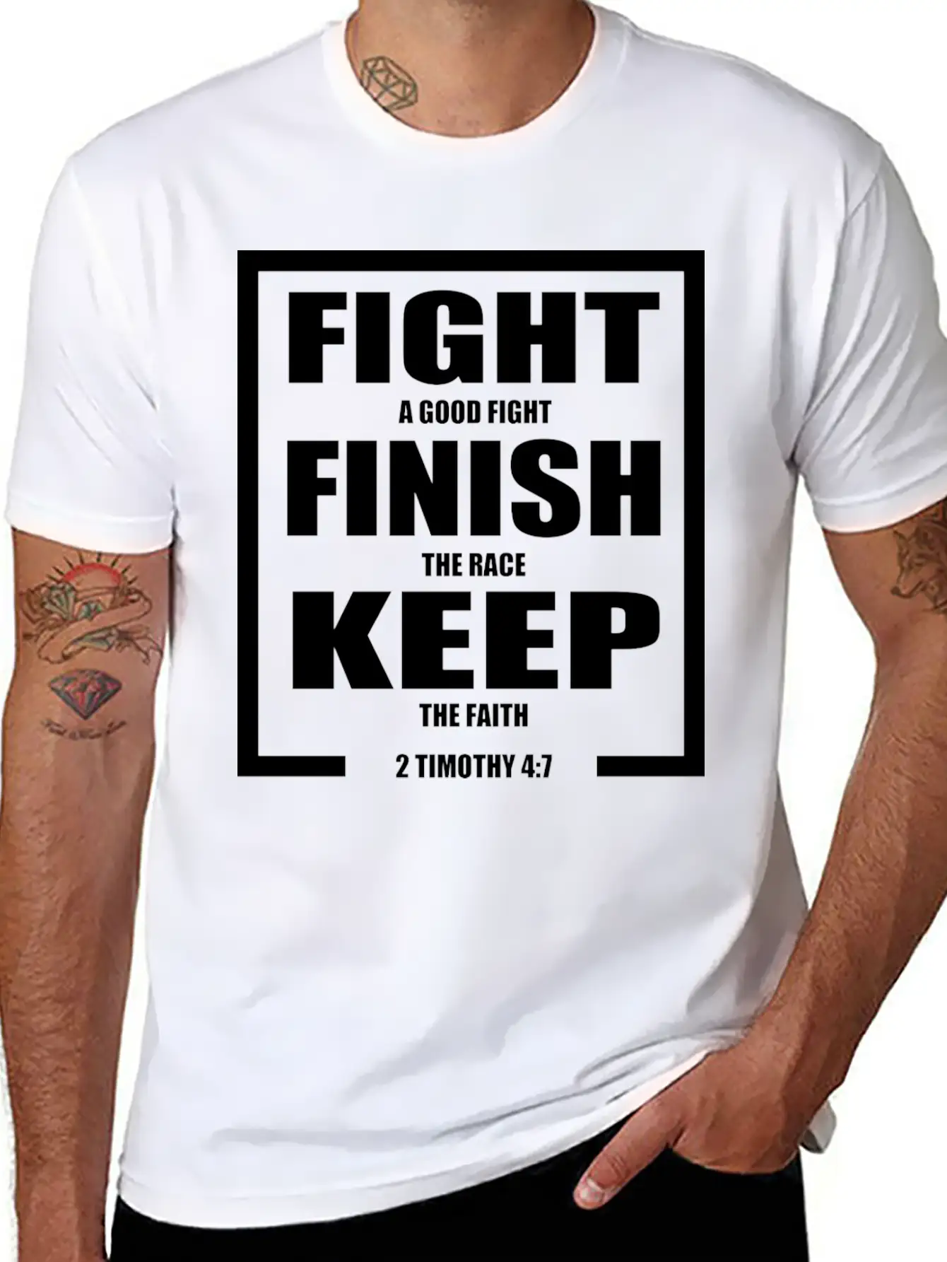 Keep The Faith Bible Verse Casual Graphic T-Shirt – Simple And Comfortable Daily Wear