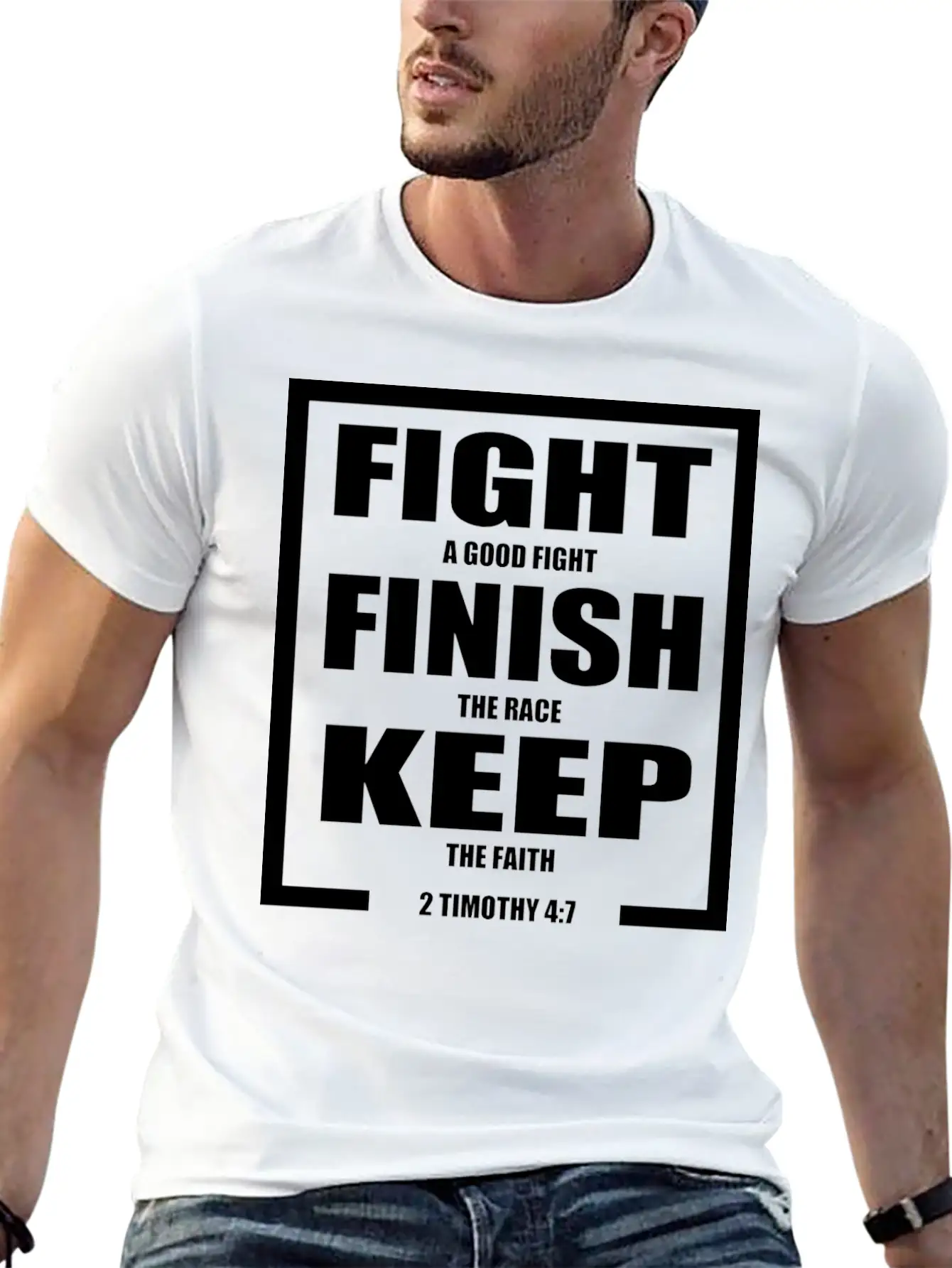 Keep The Faith Bible Verse Casual Graphic T-Shirt – Simple And Comfortable Daily Wear