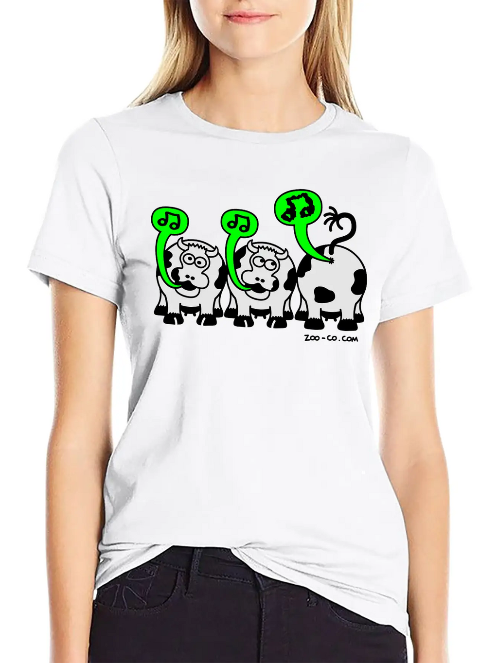 Kelly Green Singing Cows Women's T-Shirts Stylish Everyday T-Shirt – Unisex Basic Cotton Tee