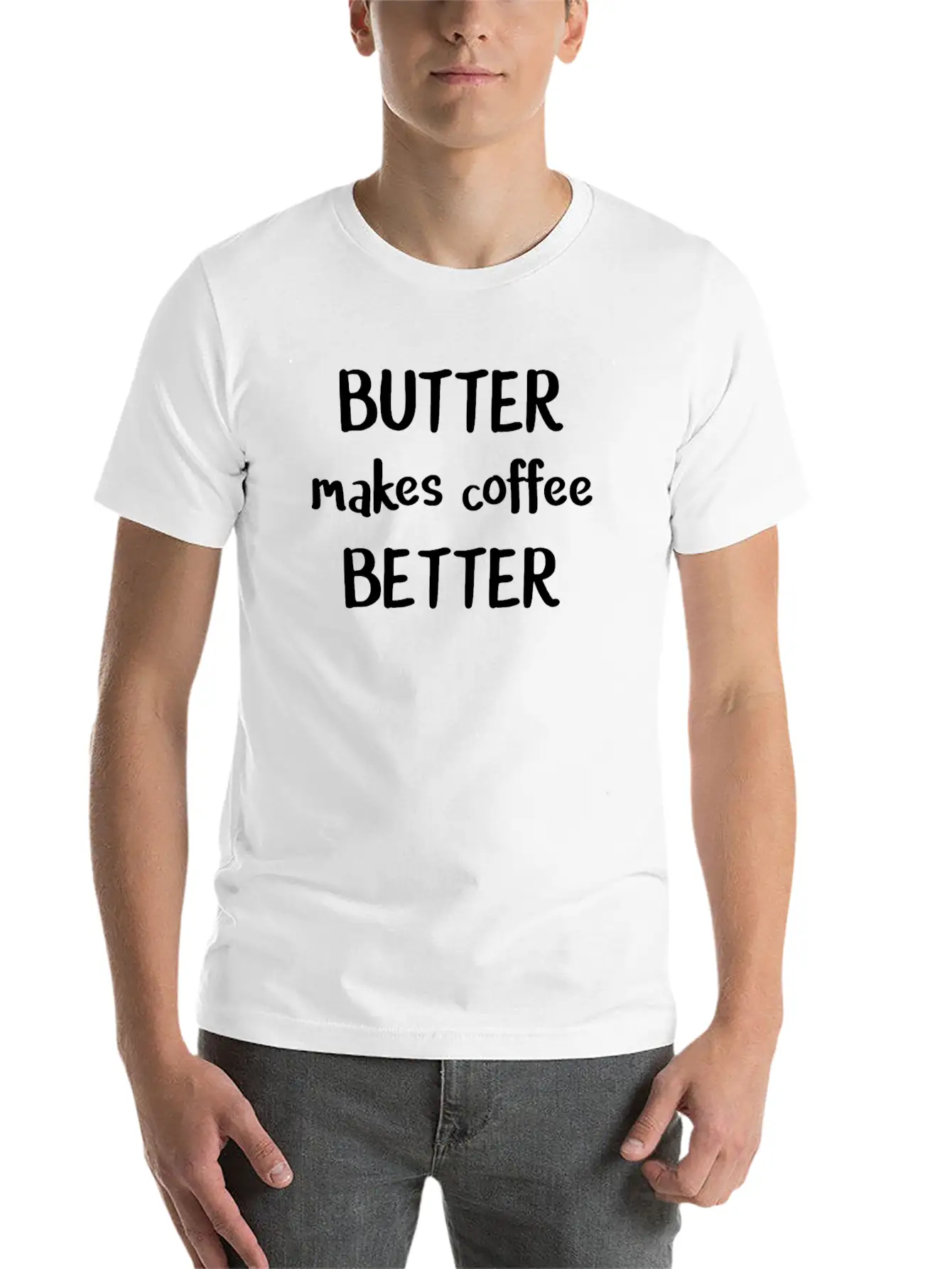 Keto Butter Makes Coffee Better Funny Keto Breathable Soft Cotton T-Shirt – Timeless Casual Look