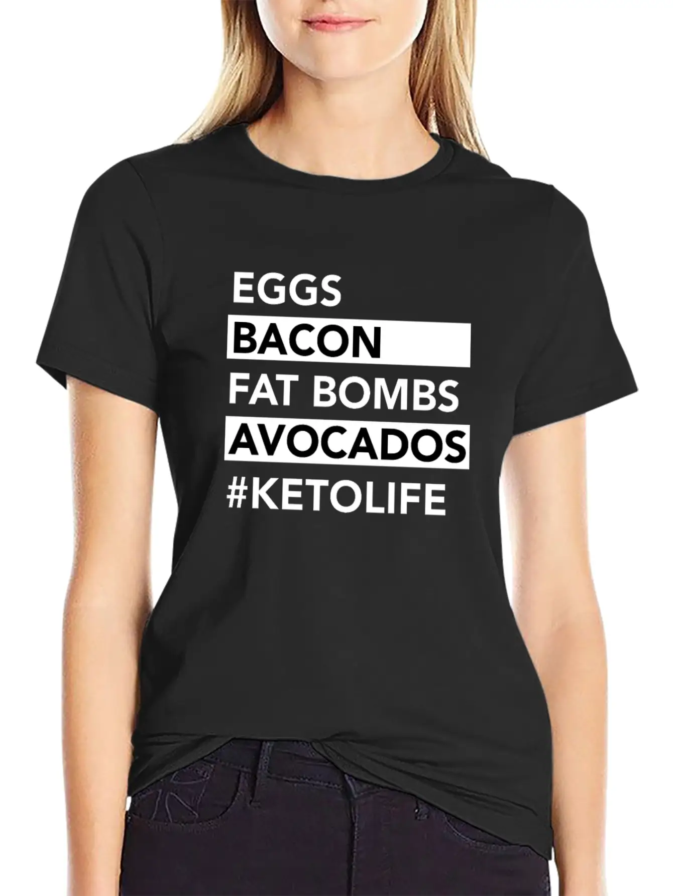 Keto Diet Ketogenic Food Bacon Eggs Avocados Low Unisex Casual T-Shirt – Clean Design For Daily Comfort