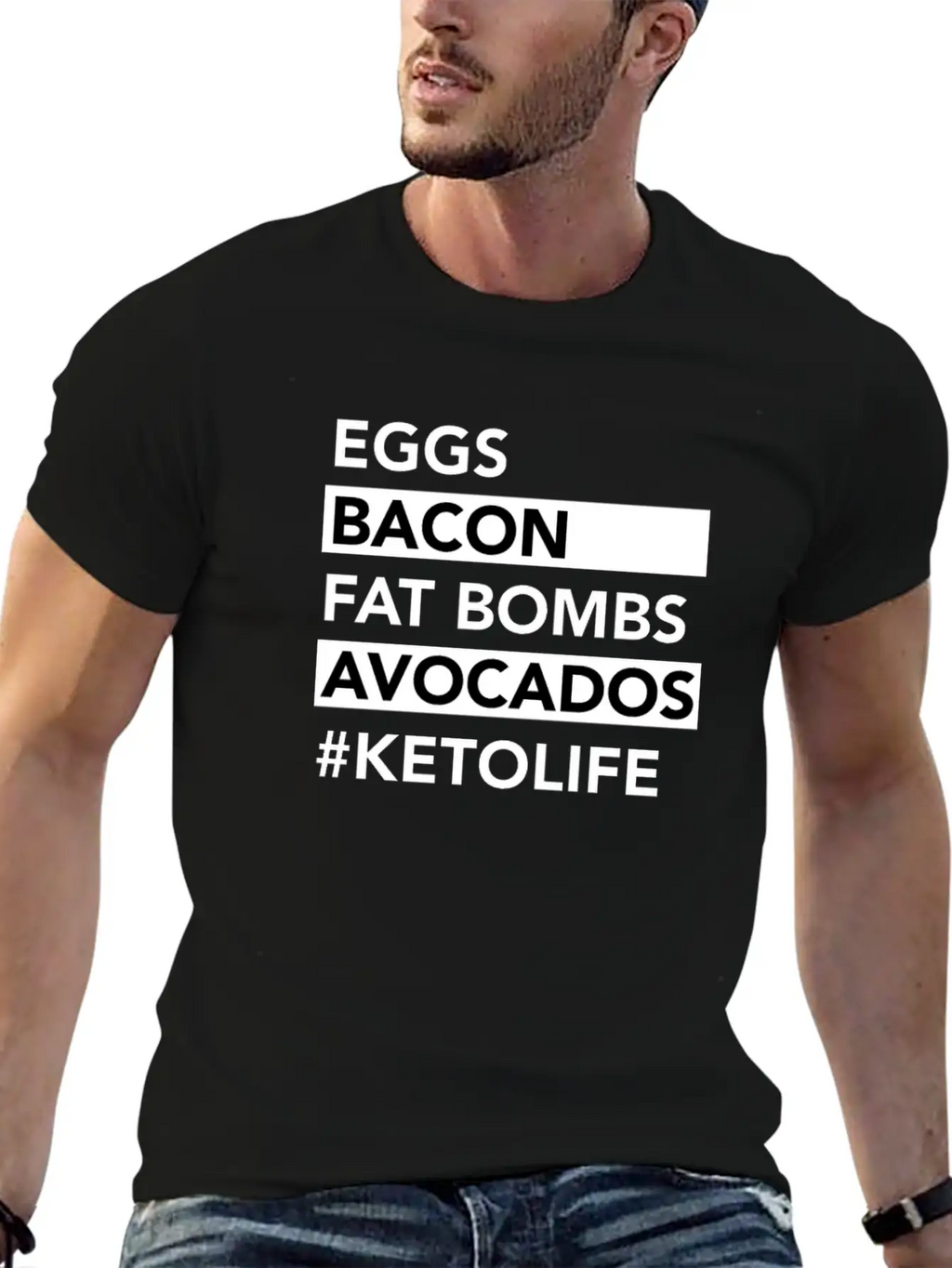 Keto Diet Ketogenic Food Bacon Eggs Avocados Low Unisex Casual T-Shirt – Clean Design For Daily Comfort