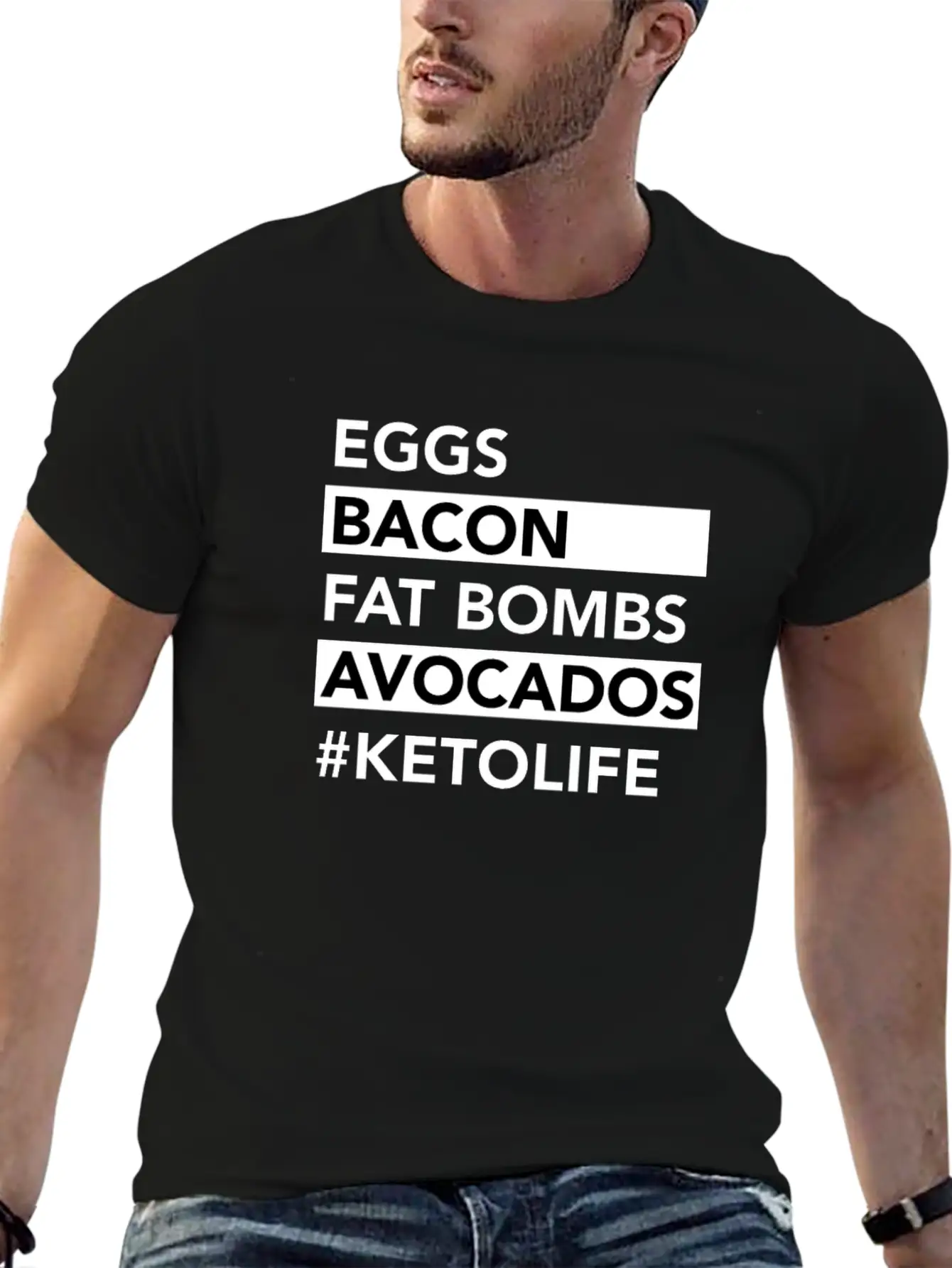 Keto Diet Ketogenic Food Bacon Eggs Avocados Low Unisex Casual T-Shirt – Clean Design For Daily Comfort