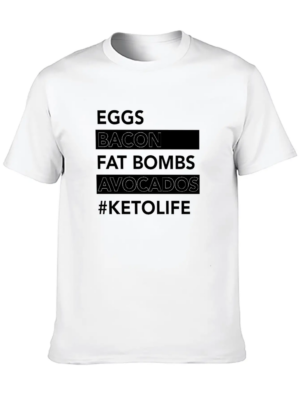 Keto Diet Ketogenic Food Bacon Eggs Avocados Low Unisex Casual T-Shirt – Clean Design For Daily Comfort
