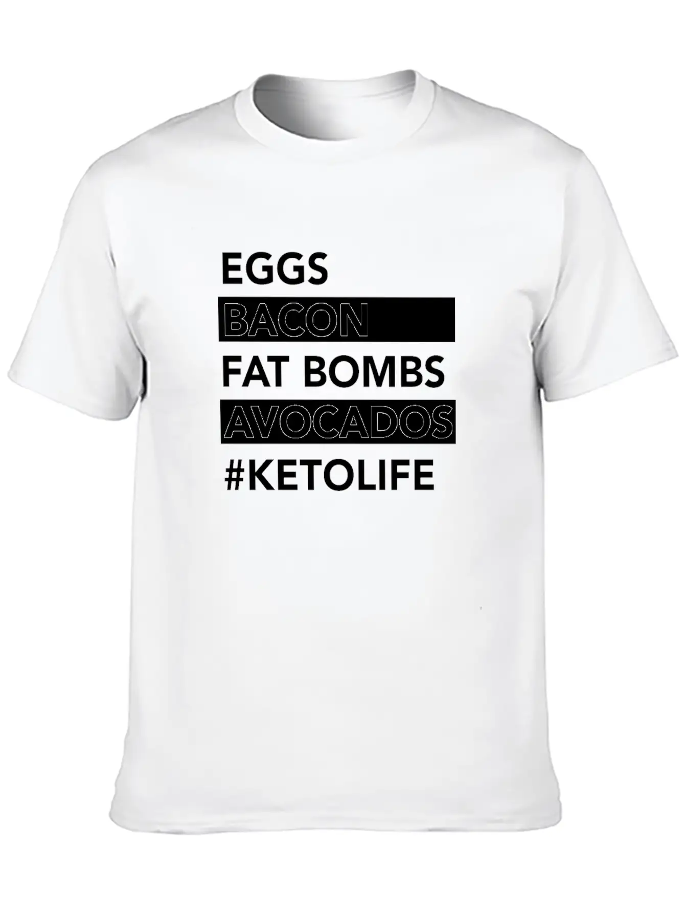Keto Diet Ketogenic Food Bacon Eggs Avocados Low Unisex Casual T-Shirt – Clean Design For Daily Comfort