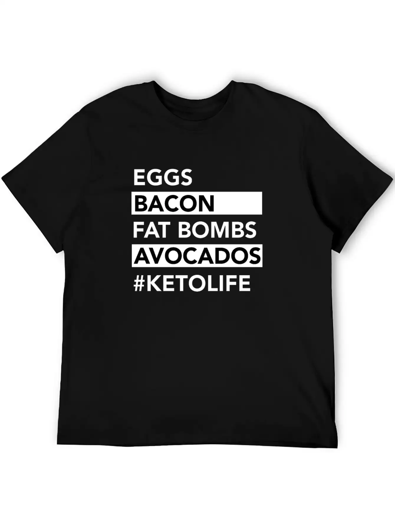 Keto Diet Ketogenic Food Bacon Eggs Avocados Low Unisex Casual T-Shirt – Clean Design For Daily Comfort