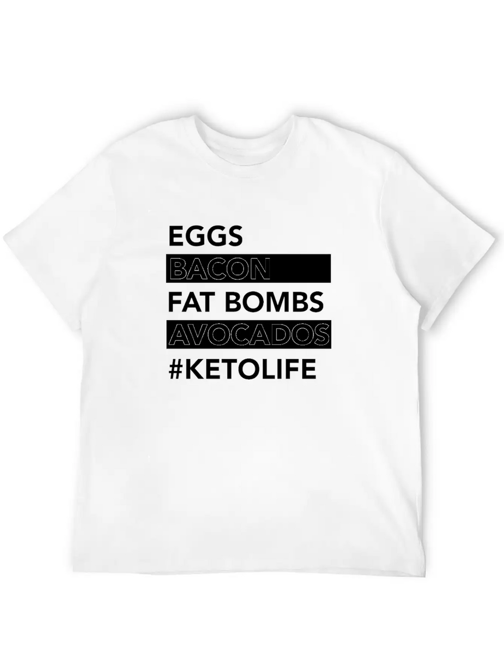 Keto Diet Ketogenic Food Bacon Eggs Avocados Low Unisex Casual T-Shirt – Clean Design For Daily Comfort