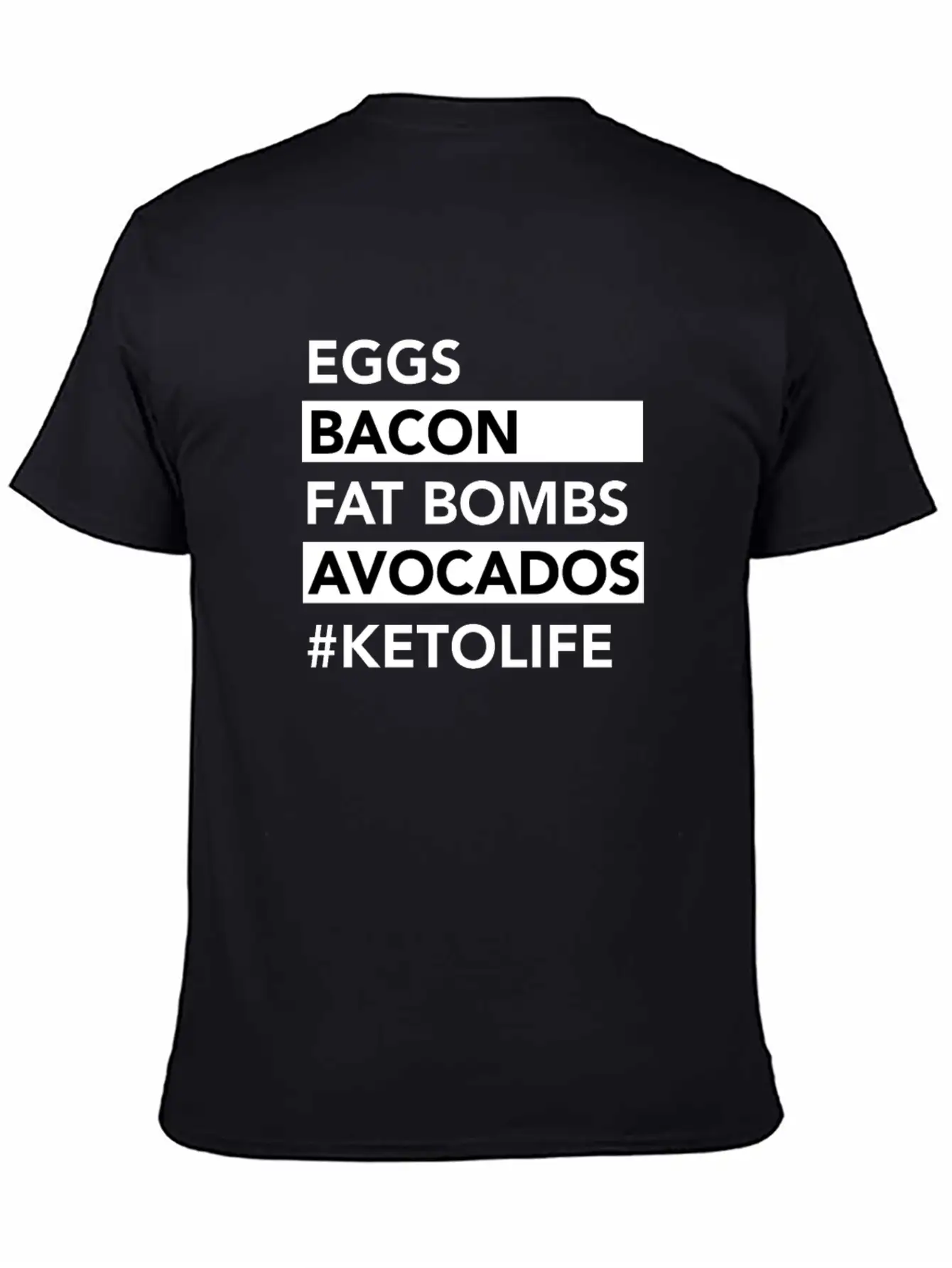 Keto Diet Ketogenic Food Bacon Eggs Avocados Low Unisex Casual T-Shirt – Clean Design For Daily Comfort