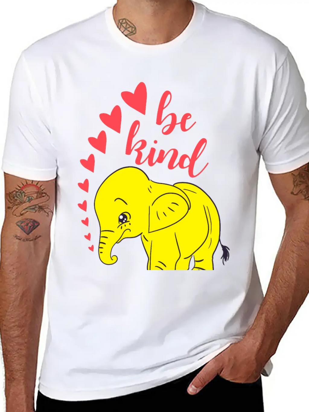Kindness. Be Kind, Be Gentle. Wild Baby Elephant Essential Cotton Tee For Daily Outfits – Unisex Style