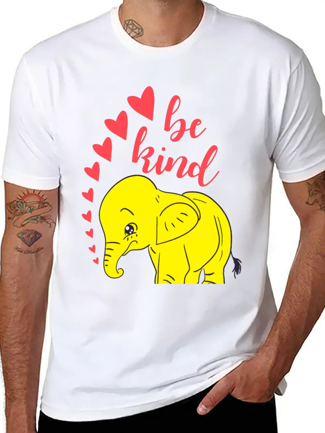 Kindness. Be Kind, Be Gentle. Wild Baby Elephant Essential Cotton Tee For Daily Outfits – Unisex Style