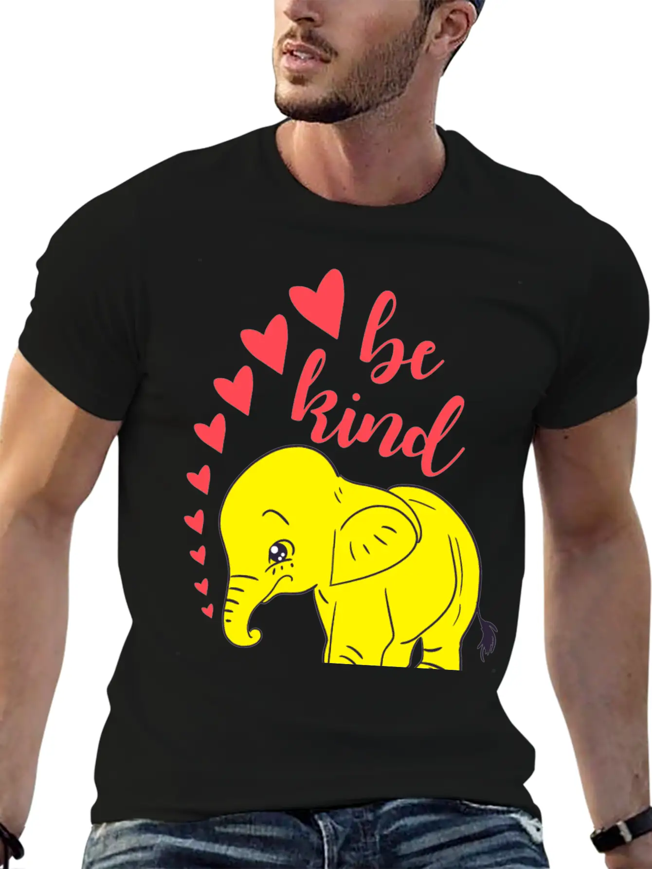 Kindness. Be Kind, Be Gentle. Wild Baby Elephant Essential Cotton Tee For Daily Outfits – Unisex Style