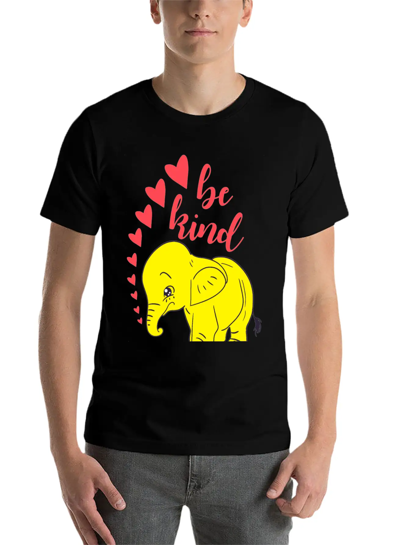 Kindness. Be Kind, Be Gentle. Wild Baby Elephant Essential Cotton Tee For Daily Outfits – Unisex Style