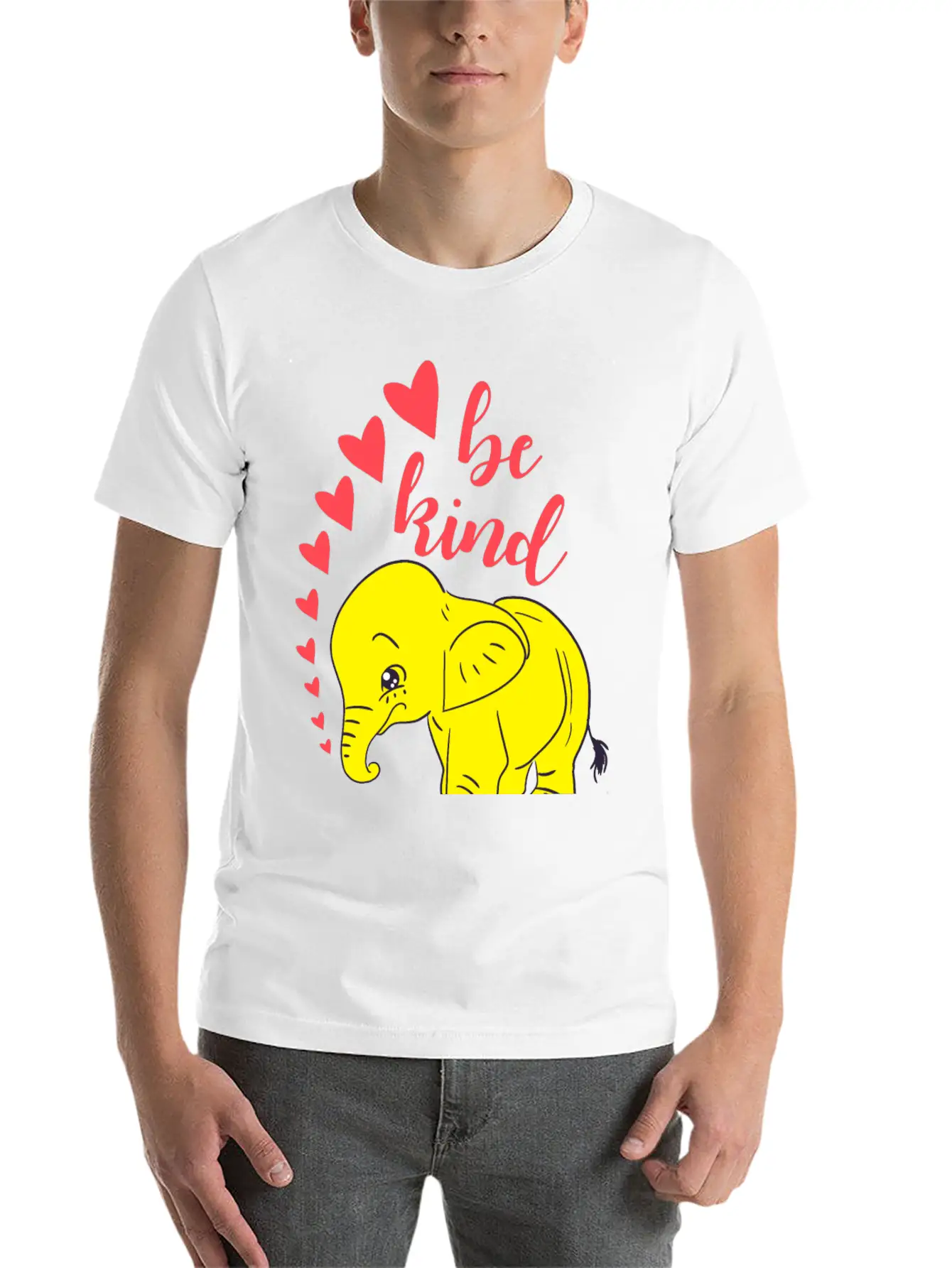 Kindness. Be Kind, Be Gentle. Wild Baby Elephant Essential Cotton Tee For Daily Outfits – Unisex Style