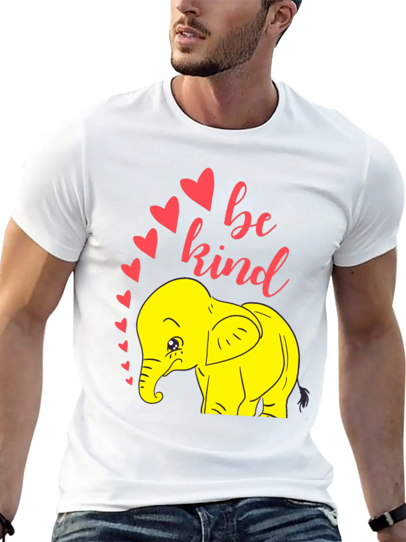 Kindness. Be Kind, Be Gentle. Wild Baby Elephant Essential Cotton Tee For Daily Outfits – Unisex Style
