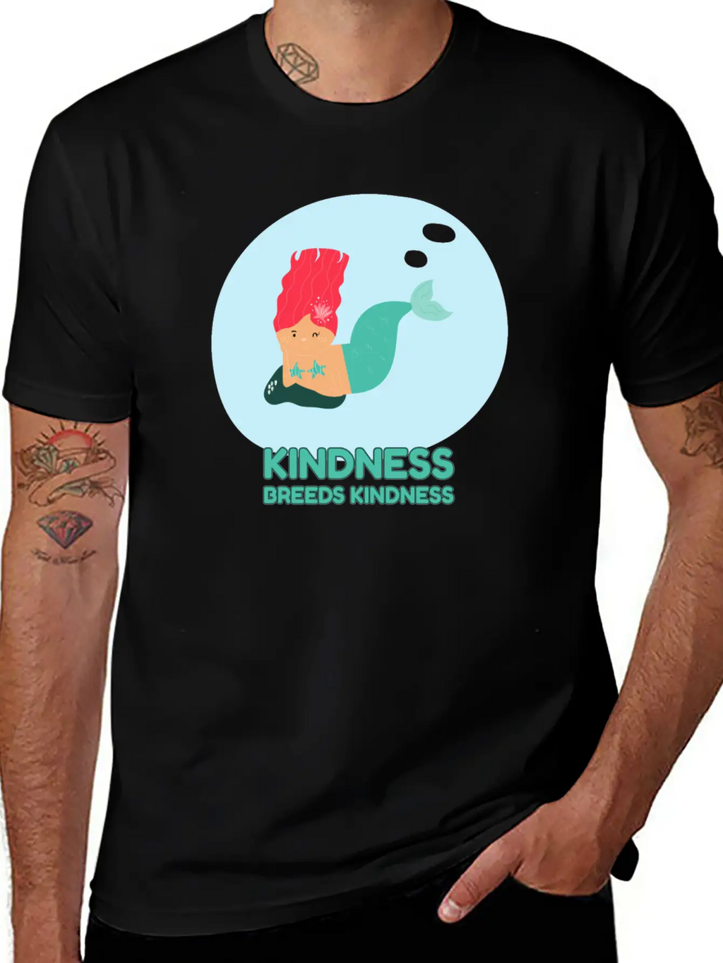 Kindness Breeds Kindness Mermaid Be Kind Wave Casual Graphic T-Shirt – Simple And Comfortable Daily Wear