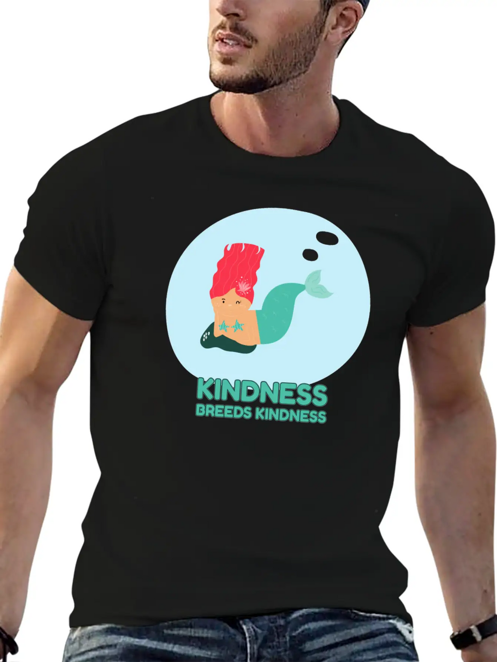 Kindness Breeds Kindness Mermaid Be Kind Wave Casual Graphic T-Shirt – Simple And Comfortable Daily Wear