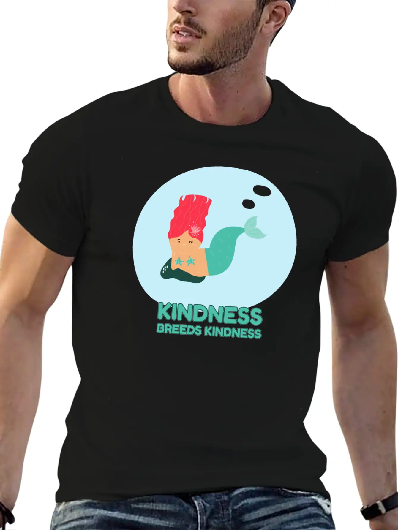 Kindness Breeds Kindness Mermaid Be Kind Wave Casual Graphic T-Shirt – Simple And Comfortable Daily Wear