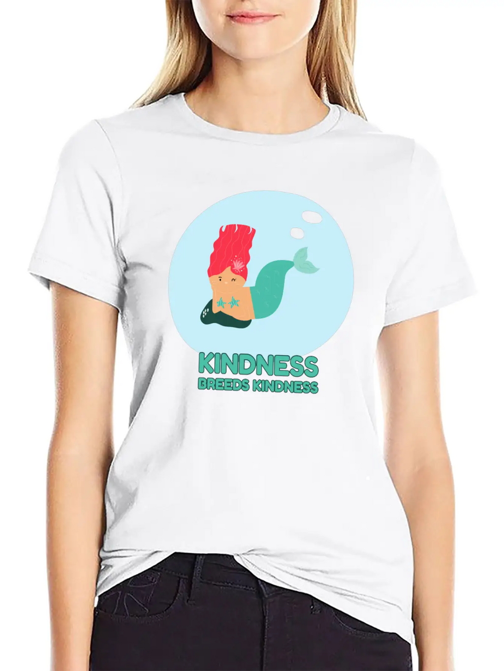 Kindness Breeds Kindness Mermaid Be Kind Wave Casual Graphic T-Shirt – Simple And Comfortable Daily Wear