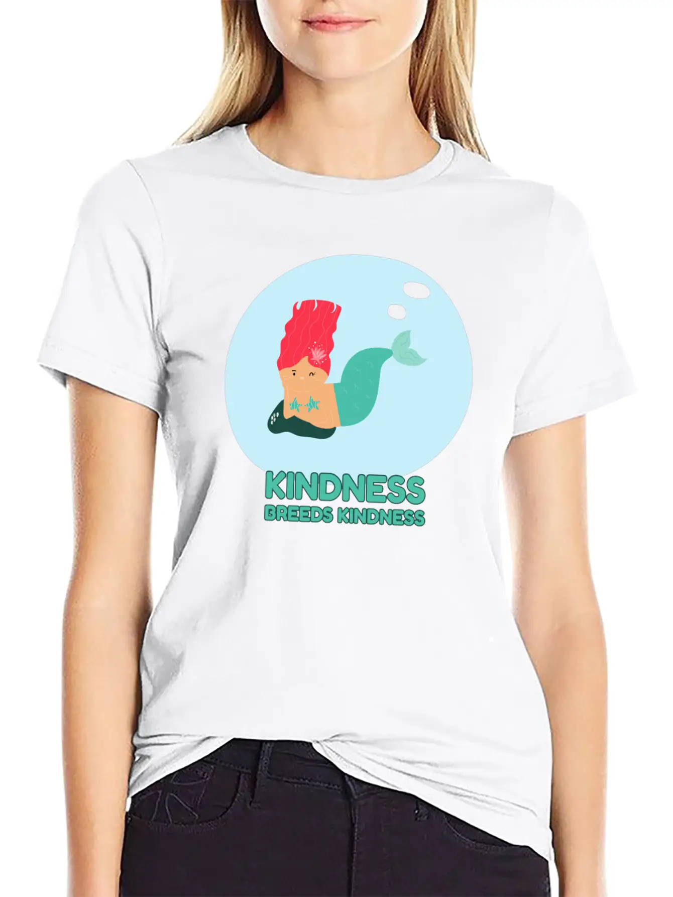 Kindness Breeds Kindness Mermaid Be Kind Wave Casual Graphic T-Shirt – Simple And Comfortable Daily Wear