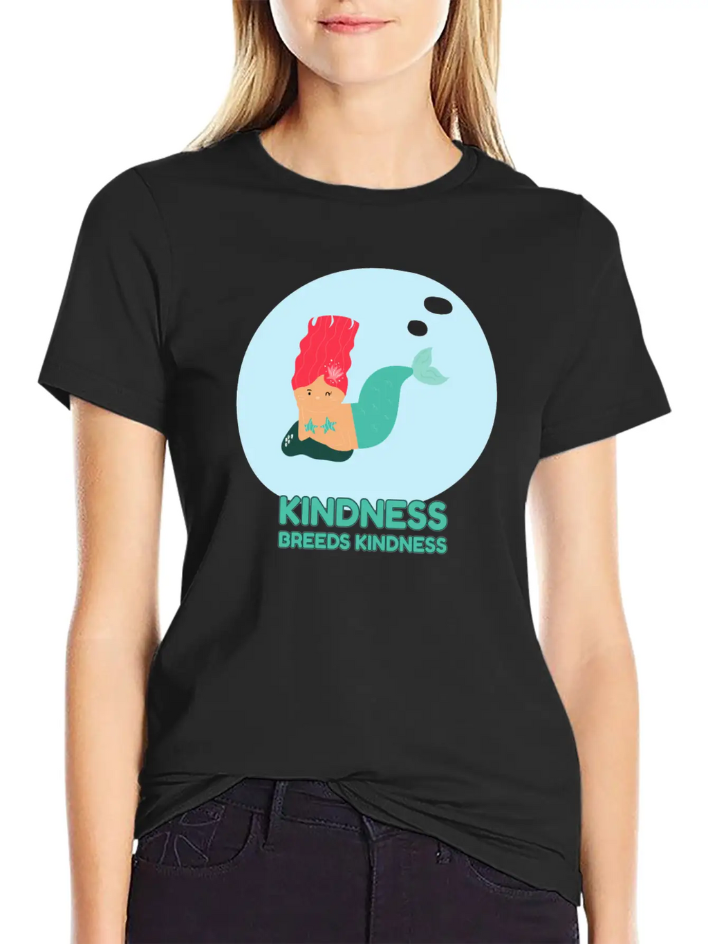 Kindness Breeds Kindness Mermaid Be Kind Wave Casual Graphic T-Shirt – Simple And Comfortable Daily Wear