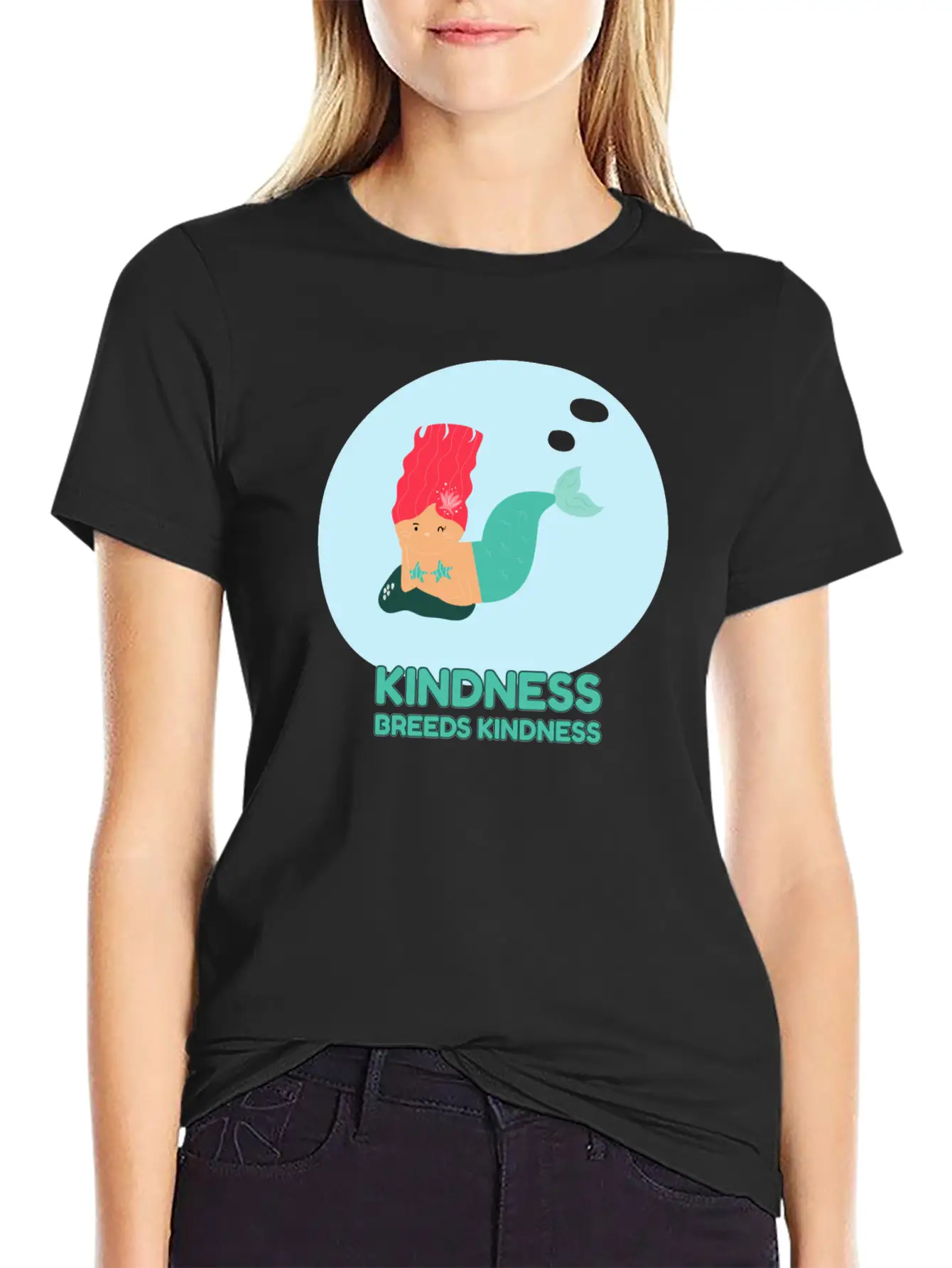 Kindness Breeds Kindness Mermaid Be Kind Wave Casual Graphic T-Shirt – Simple And Comfortable Daily Wear