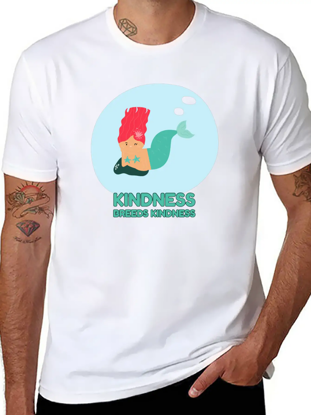 Kindness Breeds Kindness Mermaid Be Kind Wave Casual Graphic T-Shirt – Simple And Comfortable Daily Wear