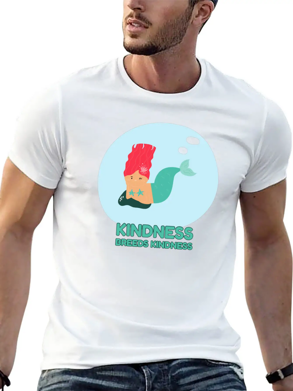 Kindness Breeds Kindness Mermaid Be Kind Wave Casual Graphic T-Shirt – Simple And Comfortable Daily Wear