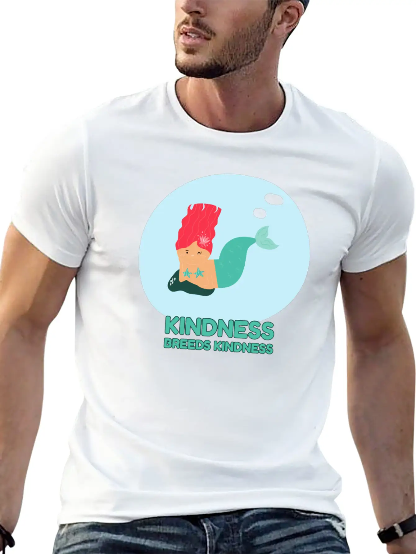 Kindness Breeds Kindness Mermaid Be Kind Wave Casual Graphic T-Shirt – Simple And Comfortable Daily Wear