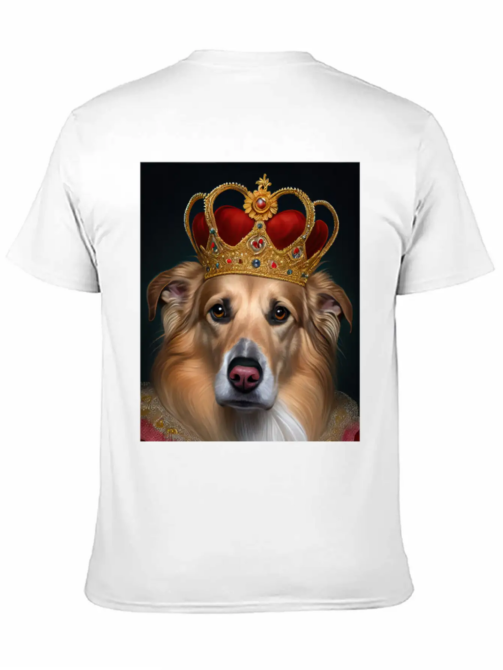 King Collie Dog Portrait Royal Renaissance Animal Unisex Short Sleeve Soft Cotton T-Shirt – Casual Everyday Wear