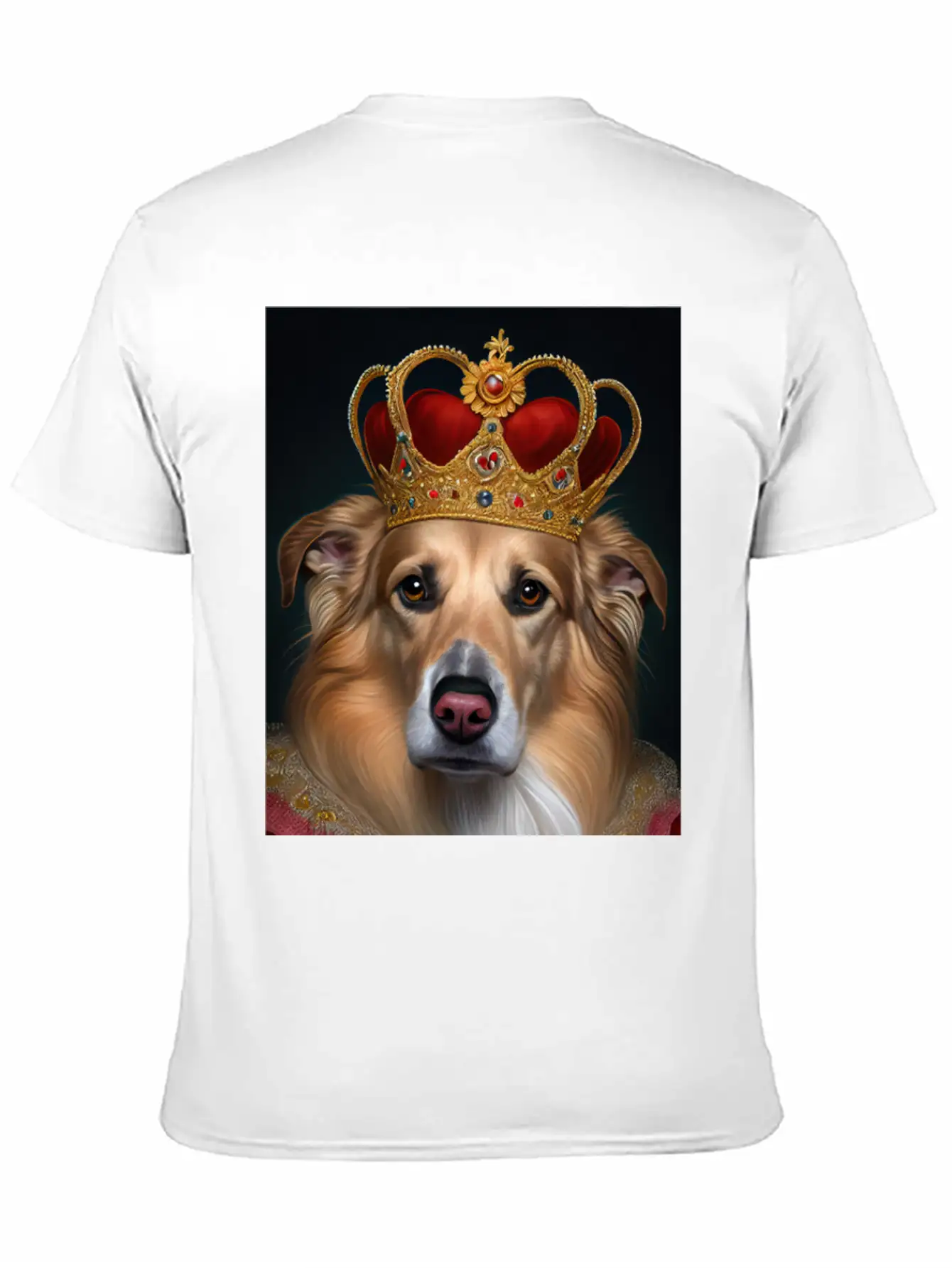 King Collie Dog Portrait Royal Renaissance Animal Unisex Short Sleeve Soft Cotton T-Shirt – Casual Everyday Wear